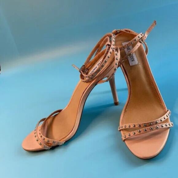Steve Madden Women’s Pink Wish Blush Studded Ankle Strap Heeled Sandals Size 10M - Picture 4 of 10